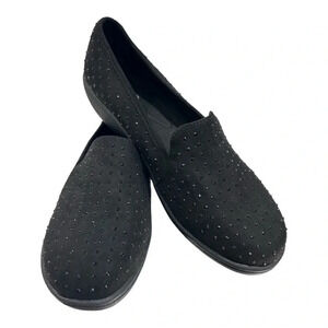 Flex Step Thea Wide Rhinestone Bedazzled Slip On Comfort Memory Foam Shoe